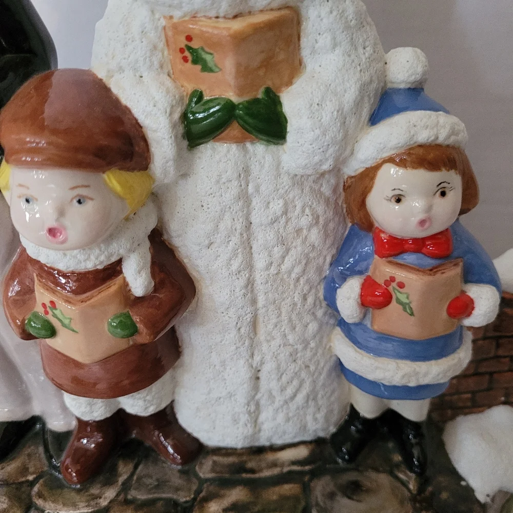 Vintage Victorian Christmas Carolers Family Handpainted Xmas Home Decor